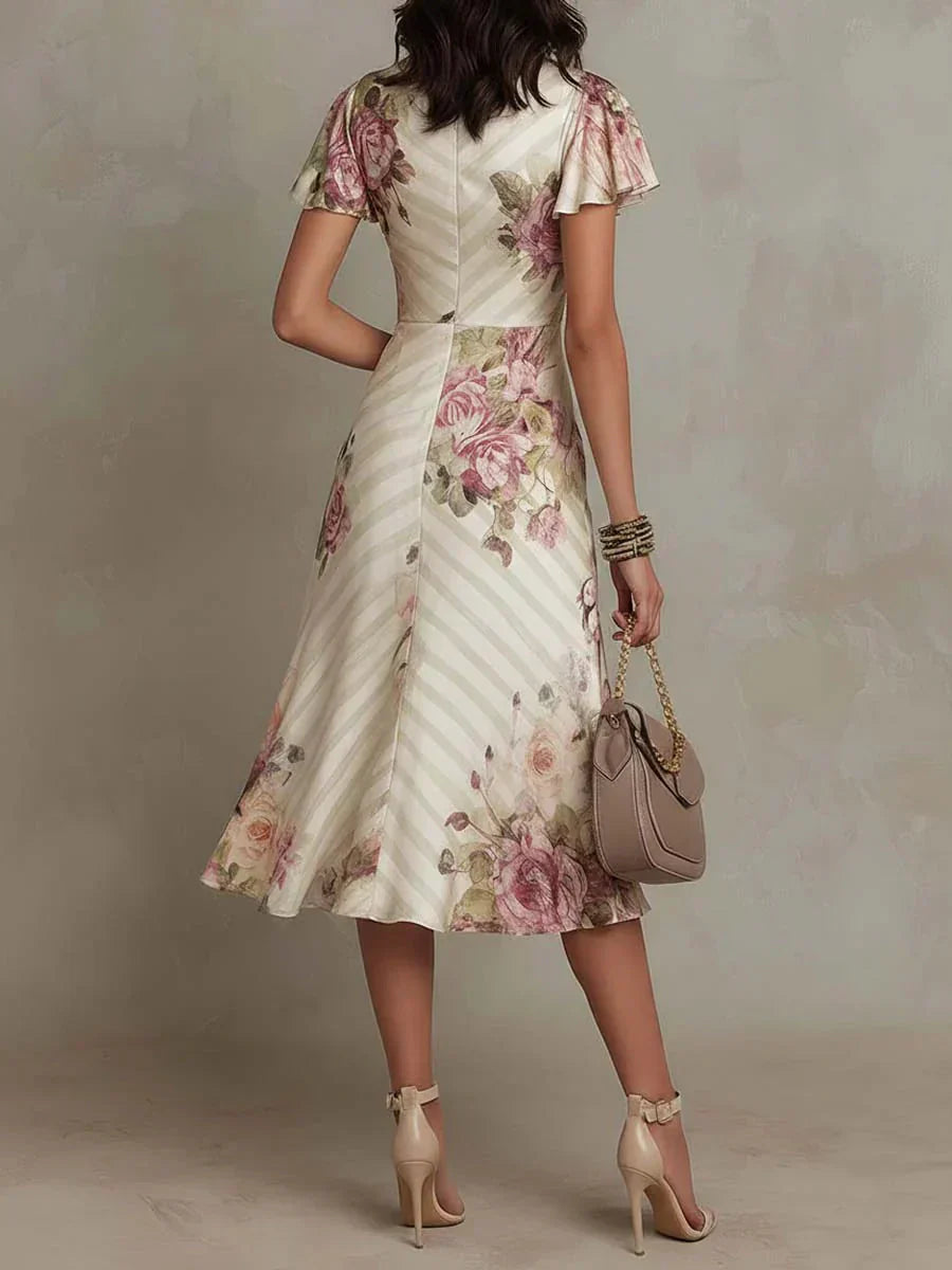 Alba™ | Robe midi élégante au style rétro avec motif floral