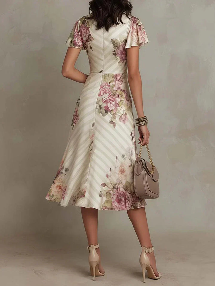 Alba™ | Robe midi élégante au style rétro avec motif floral