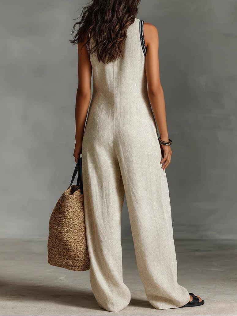 Fiamma - Combinaison sans manches avec col haut minimaliste et zip