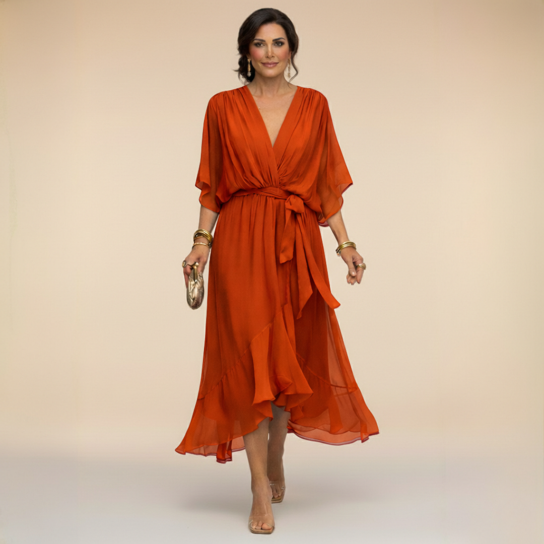 Sfumato | Robe en Chiffon avec Décolleté en V