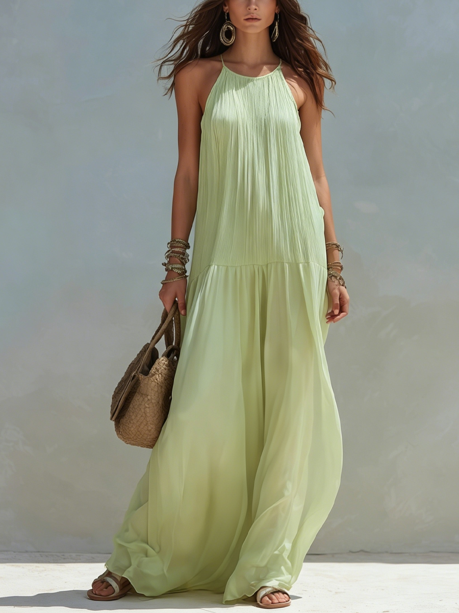 LIVIA | Maxi Robe Boho Vert Pistache