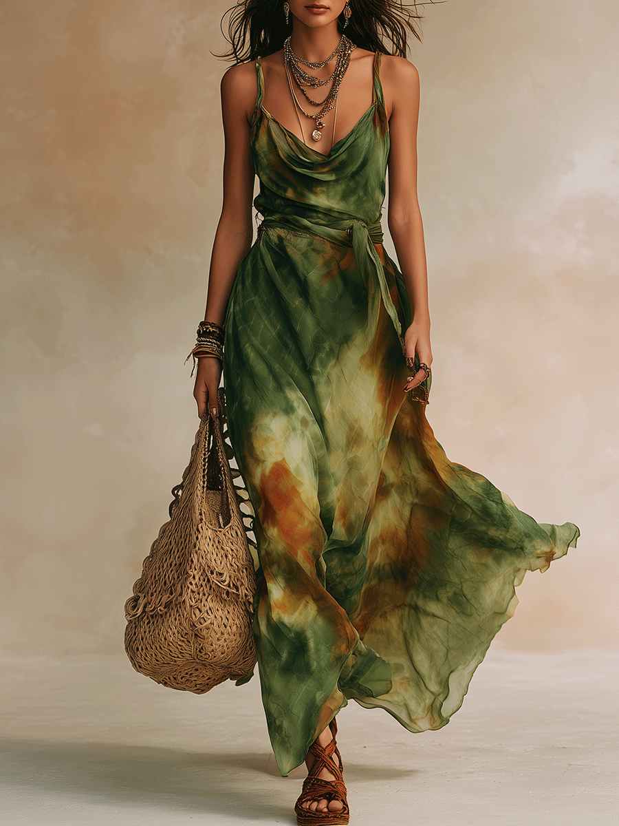 ELIRA | Maxi Robe Verte Abstraite