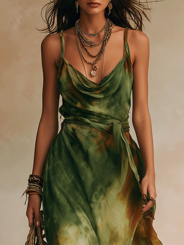 ELIRA | Maxi Robe Verte Abstraite