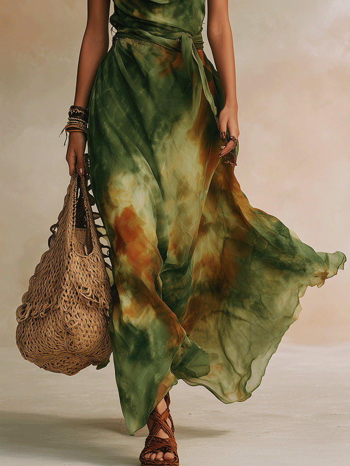 ELIRA | Maxi Robe Verte Abstraite