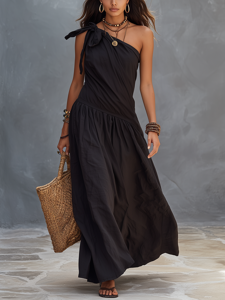 SELENA | Robe Maxi Monépaule Noire