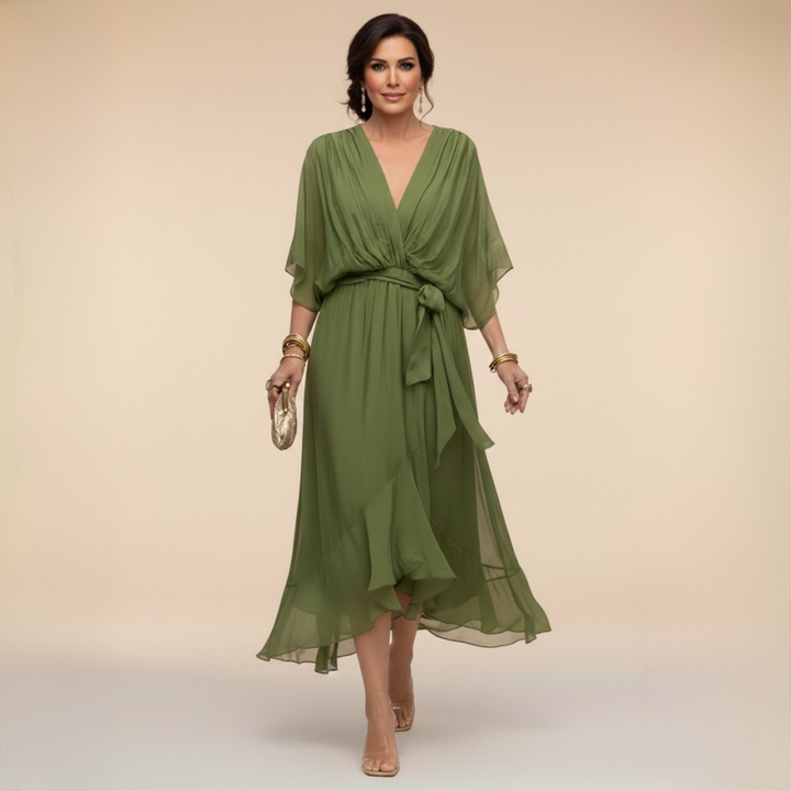Sfumato | Robe en Chiffon avec Décolleté en V