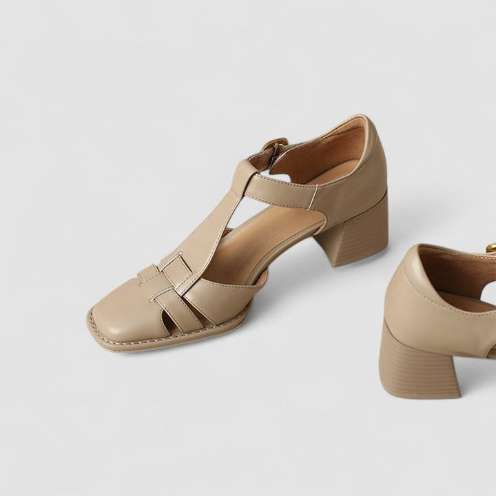 Scarlett | Sandales T-Strap Orthopédiques avec Talons Blocs
