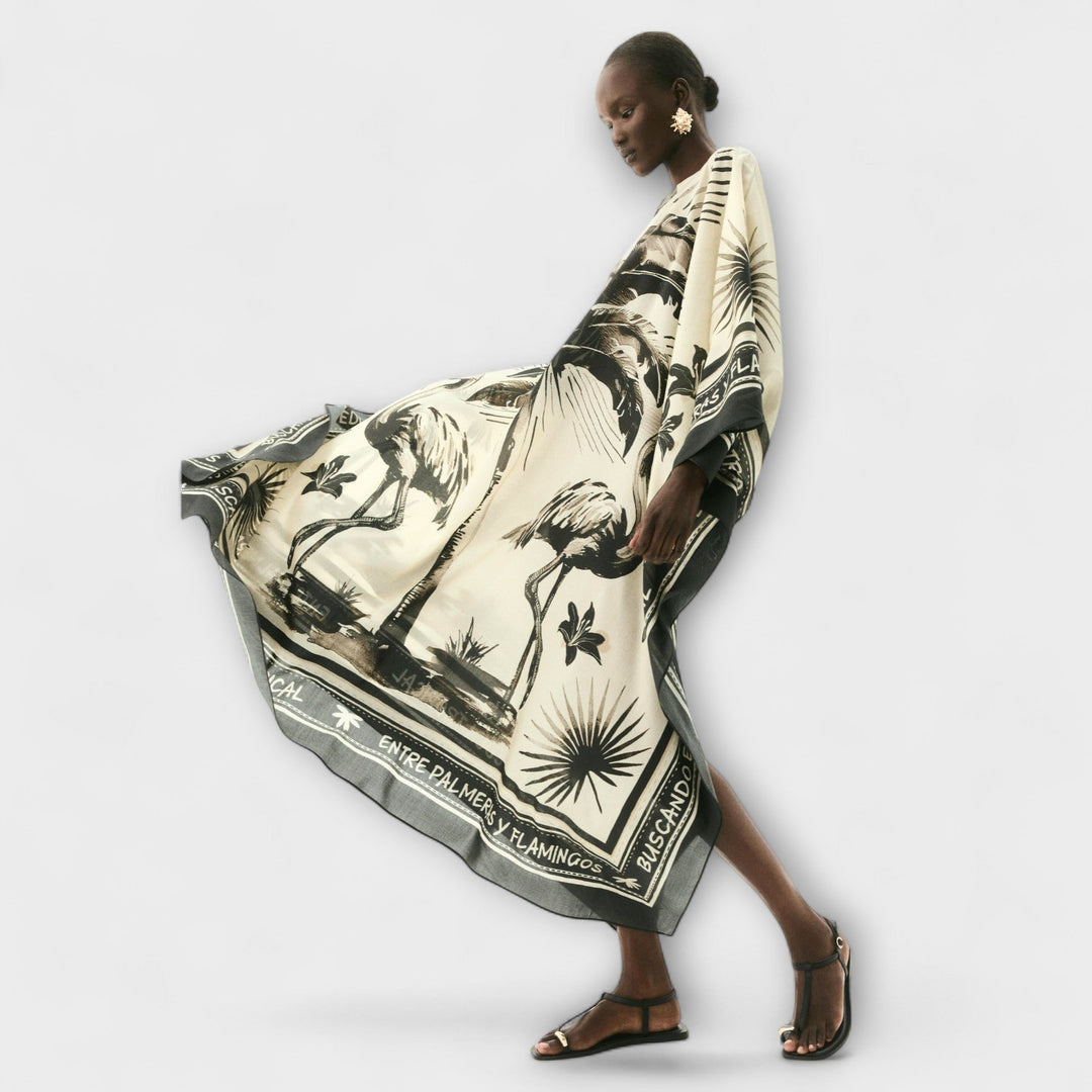Melissa - Kaftan extra large avec imprimé de flamant rose