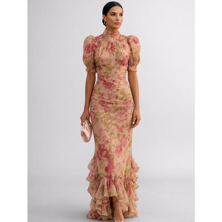 Rosario | Robe Longue Fleurie en Chiffon