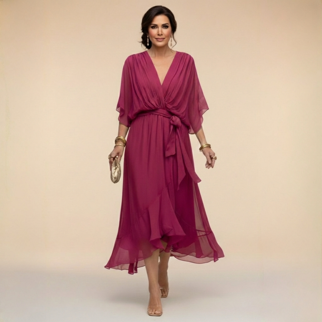 Sfumato | Robe en Chiffon avec Décolleté en V