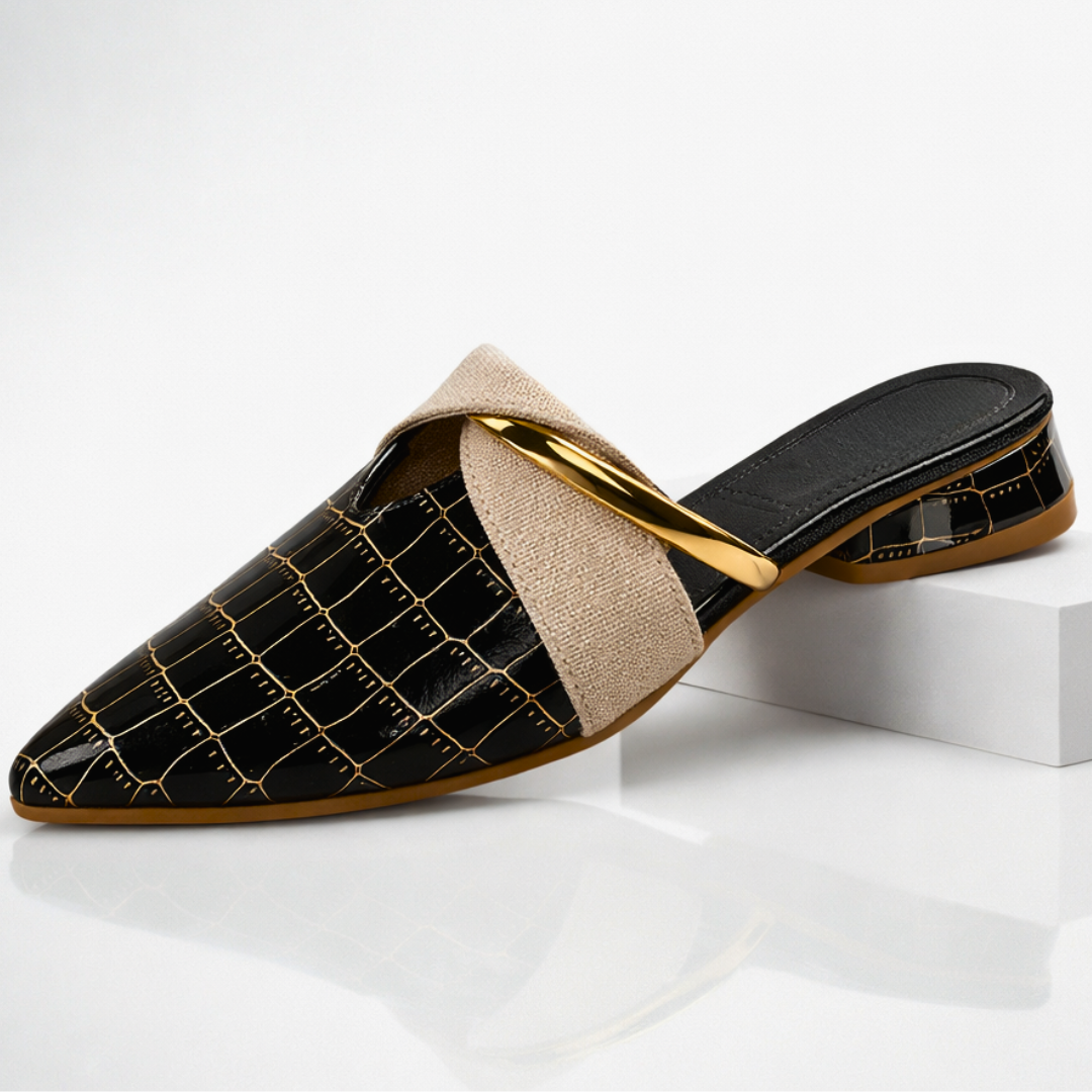Vivette | Mule Pointue avec Accent Doré