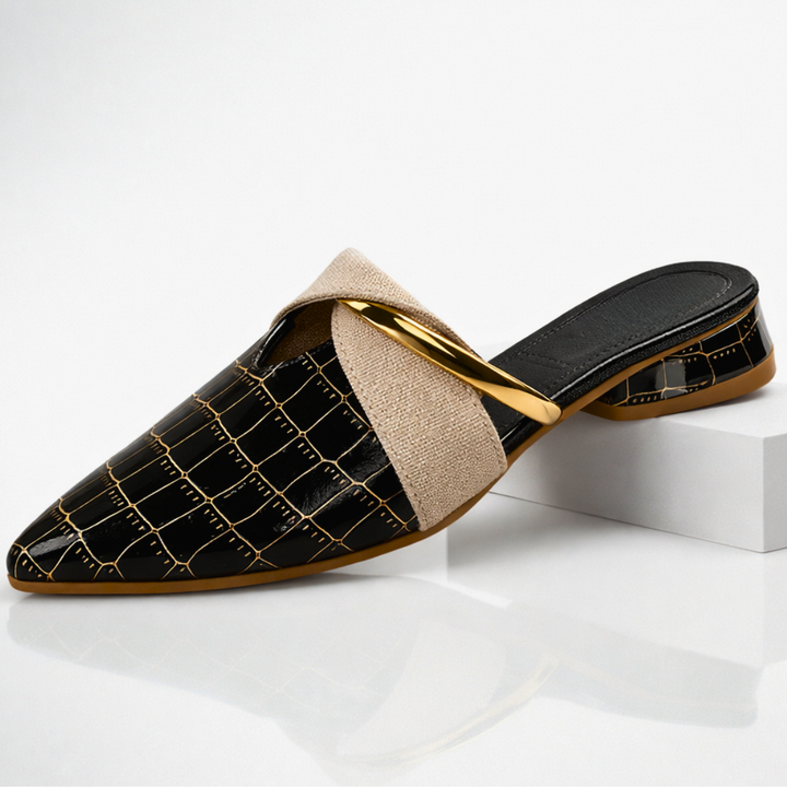 Vivette | Mule Pointue avec Accent Doré