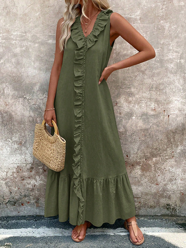 Colette | Robe Maxi à Volants Plissés