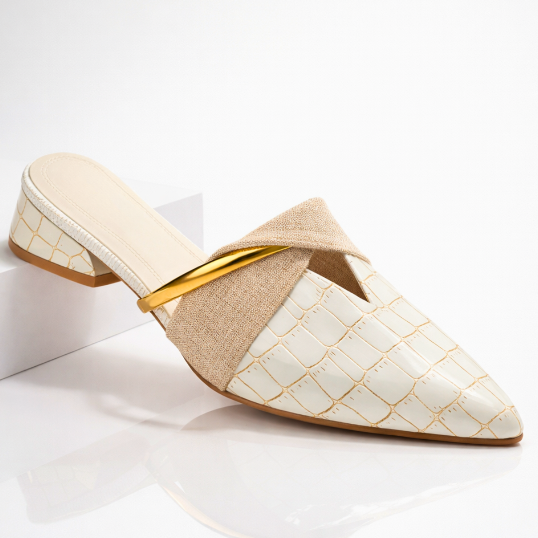 Vivette | Mule Pointue avec Accent Doré