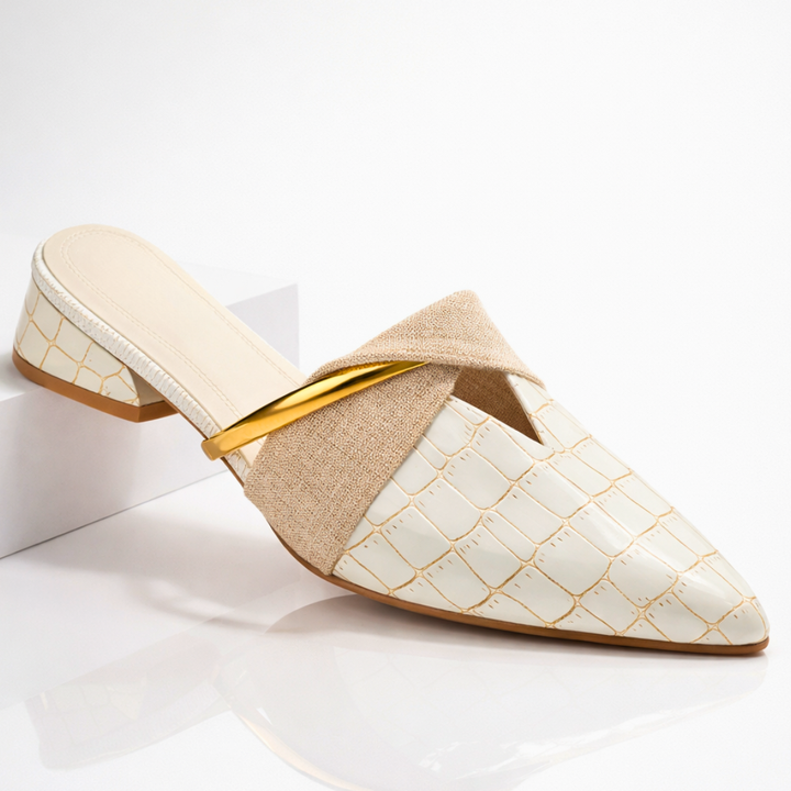 Vivette | Mule Pointue avec Accent Doré