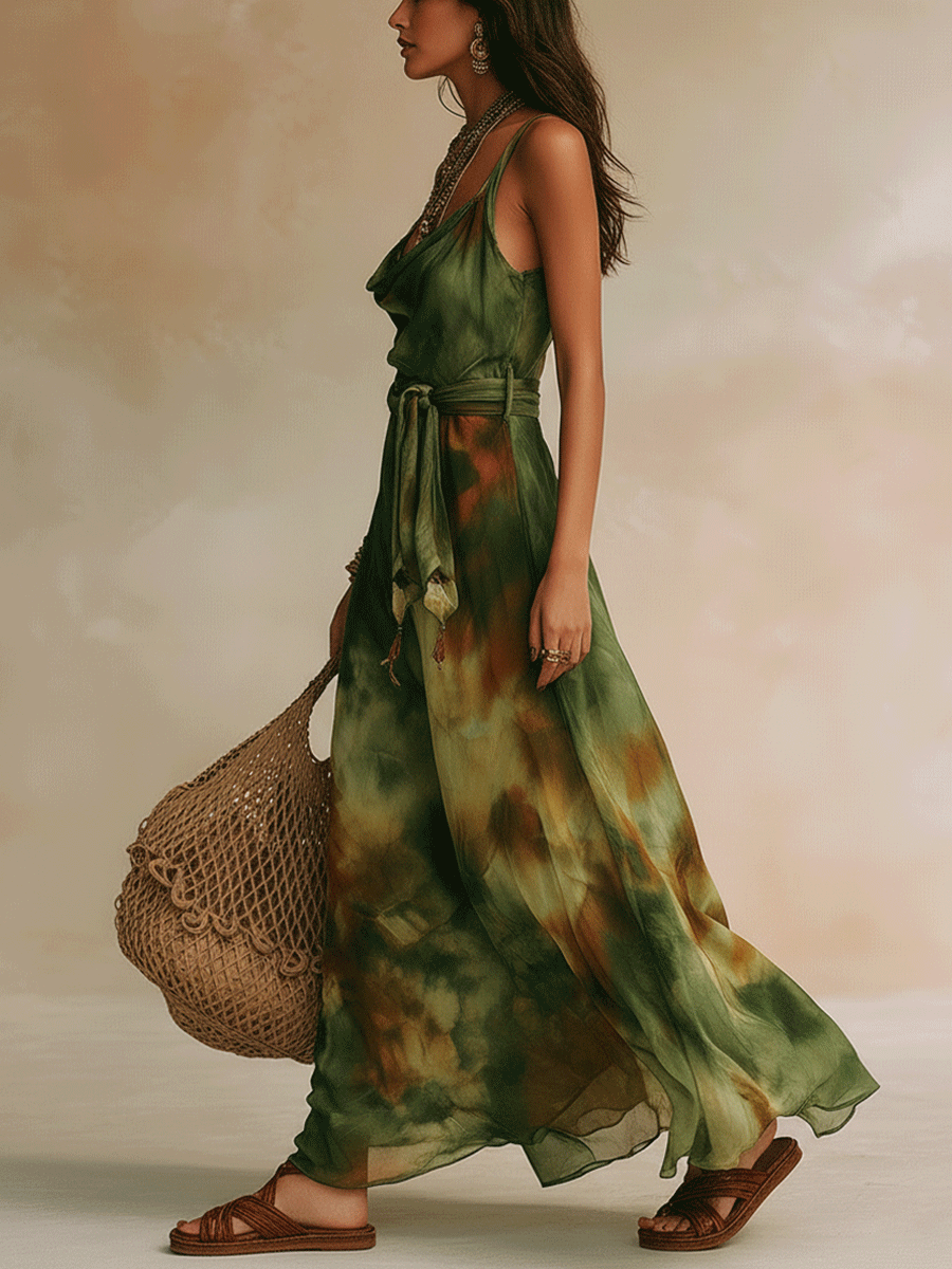 ELIRA | Maxi Robe Verte Abstraite