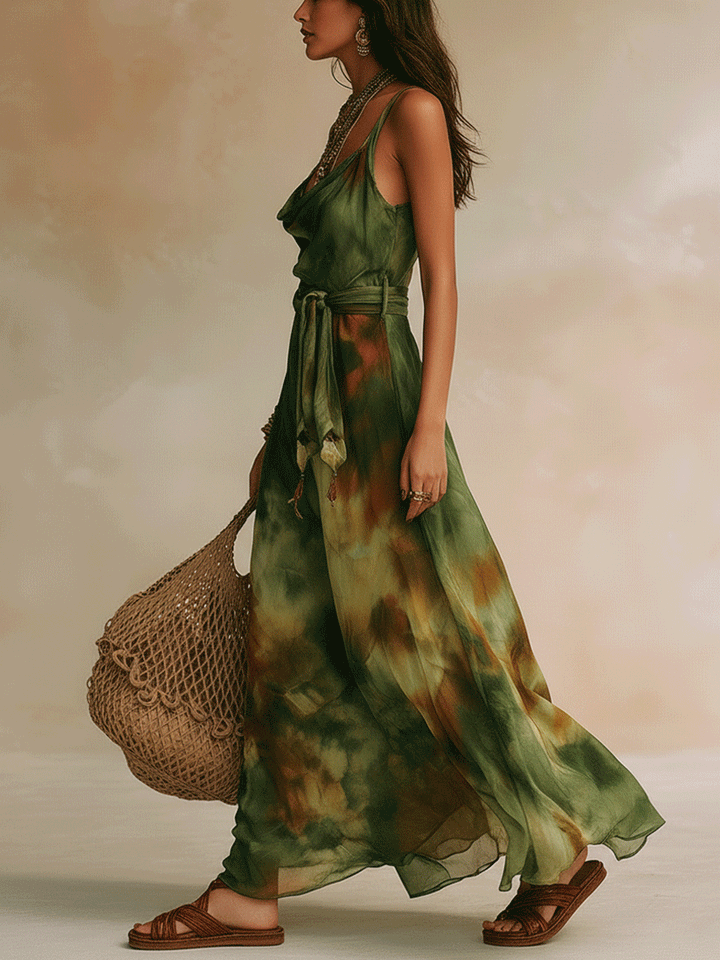 ELIRA | Maxi Robe Verte Abstraite