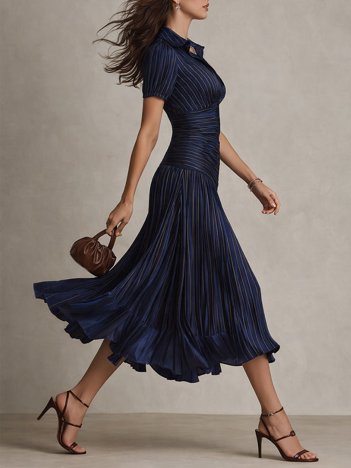 Adriana - Robe Midi Rayée Rétro