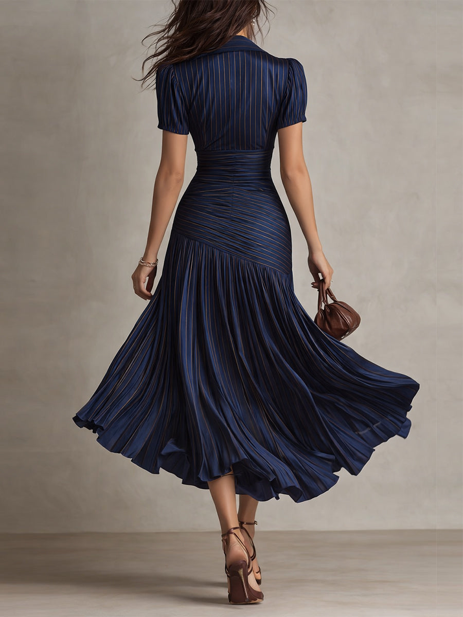 Adriana - Robe Midi Rayée Rétro