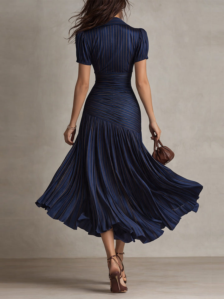Adriana - Robe Midi Rayée Rétro