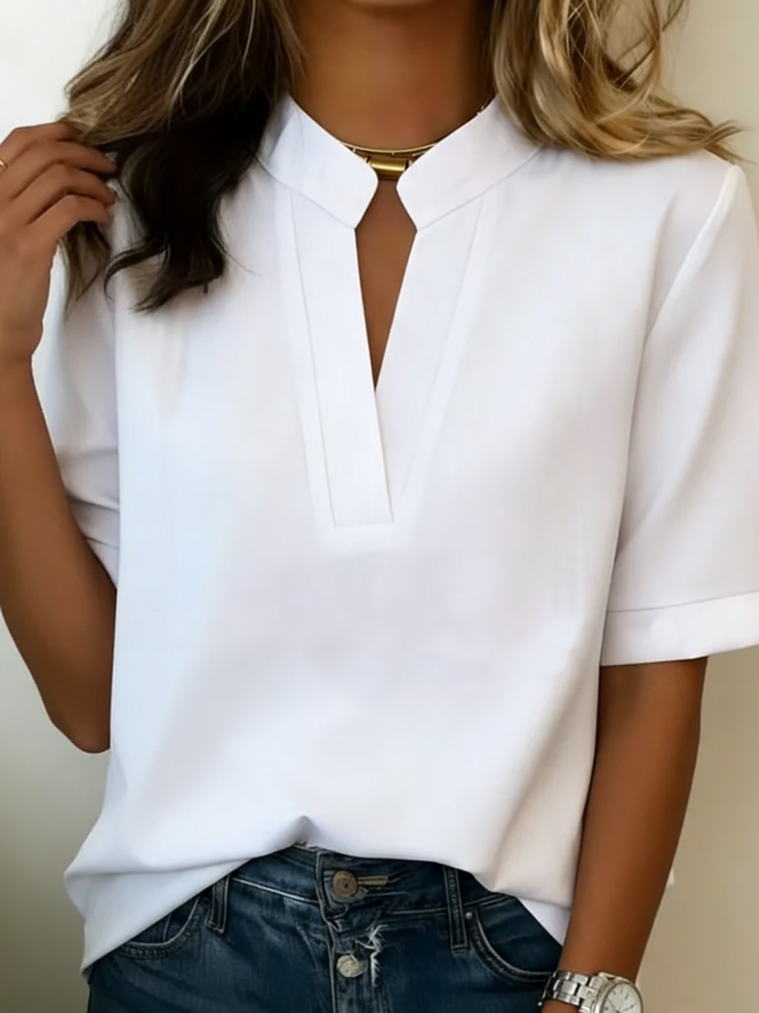 Élise | Blouse Élégante au col Raffiné