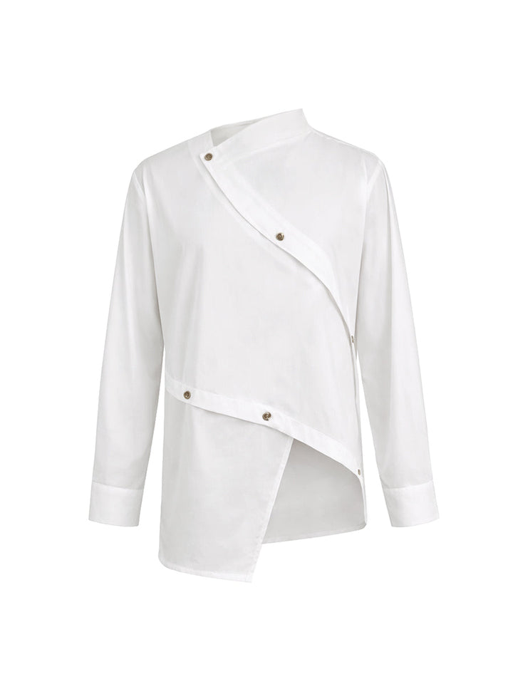 Amélie | Chemise Asymétrique à Col Montant