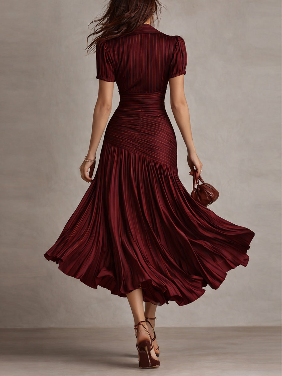 Adriana - Robe Midi Rayée Rétro