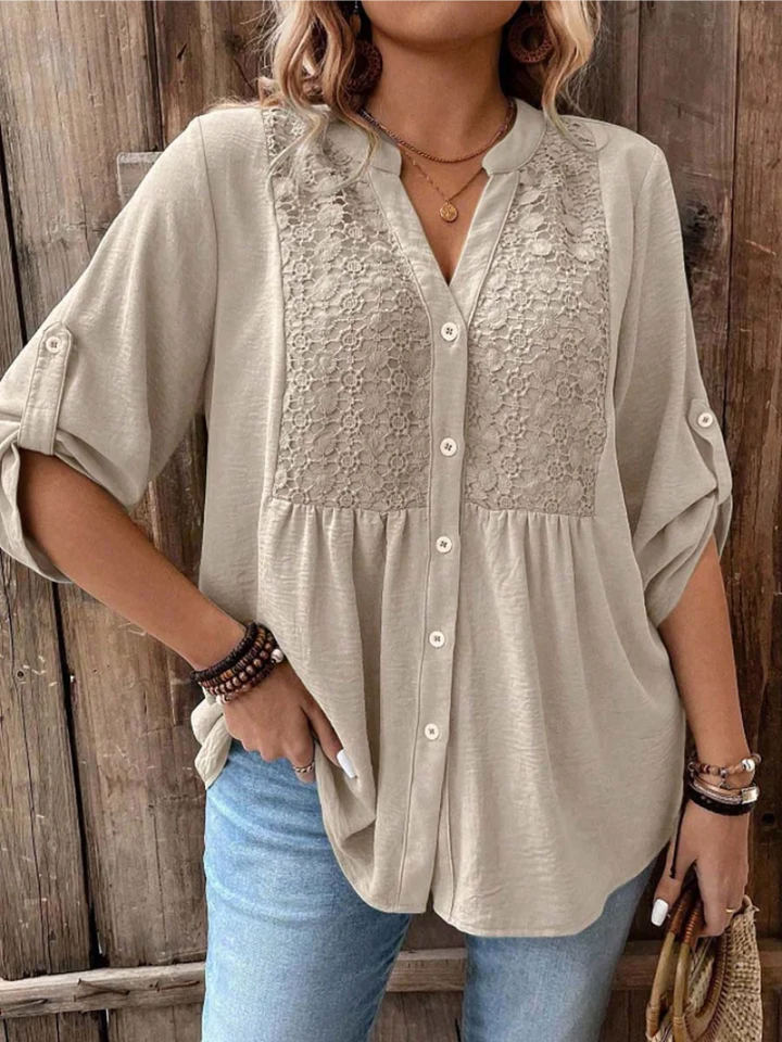 Heather | Blouse avec décolleté en V et boutons
