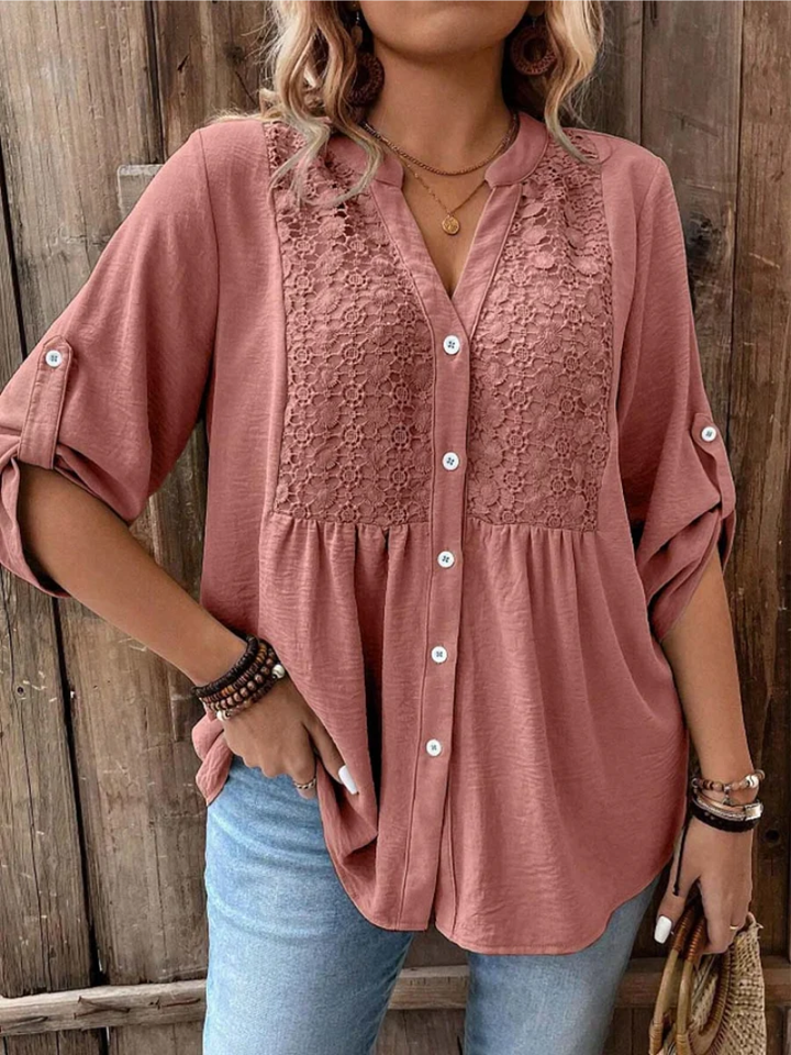 Heather | Blouse avec décolleté en V et boutons