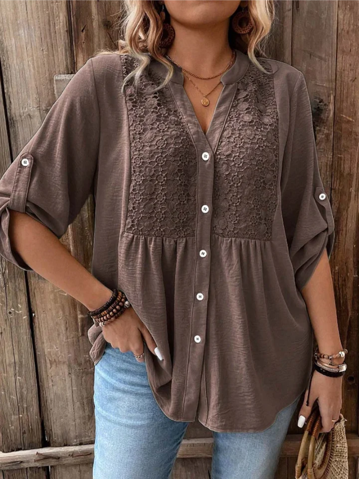 Heather | Blouse avec décolleté en V et boutons