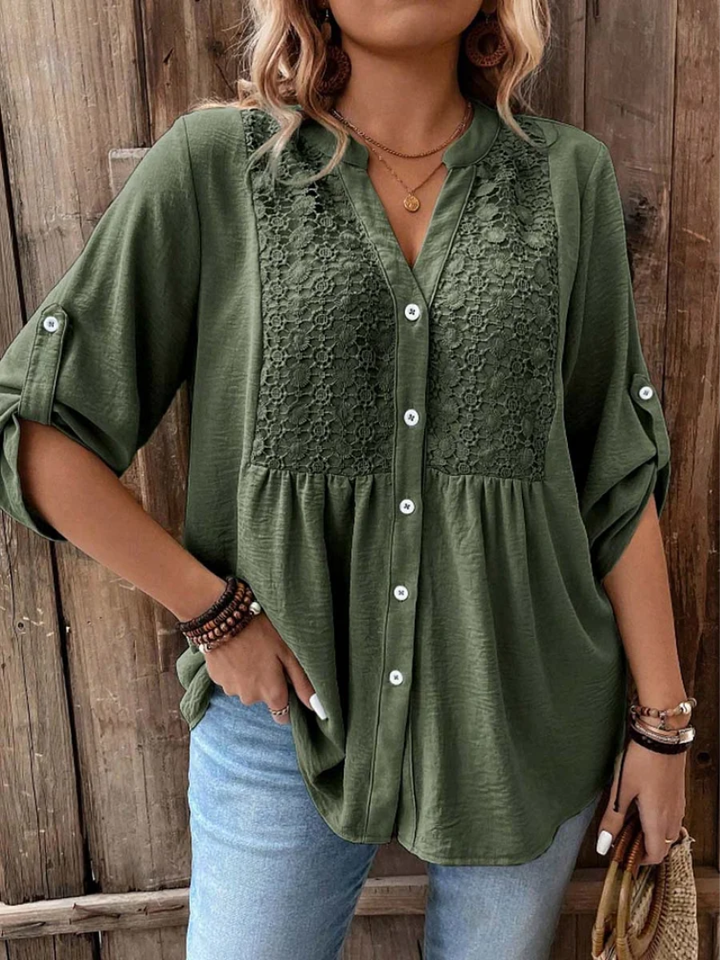 Heather | Blouse avec décolleté en V et boutons