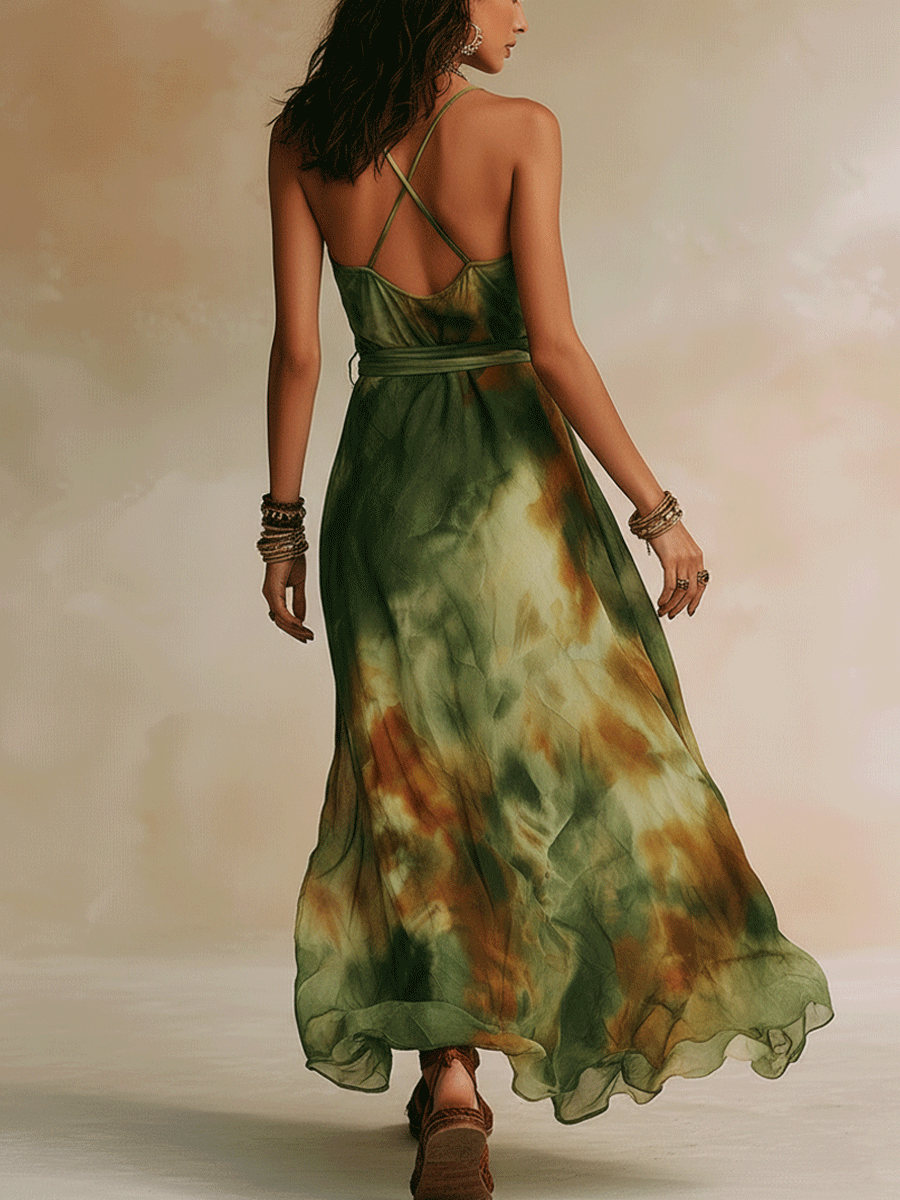 ELIRA | Maxi Robe Verte Abstraite