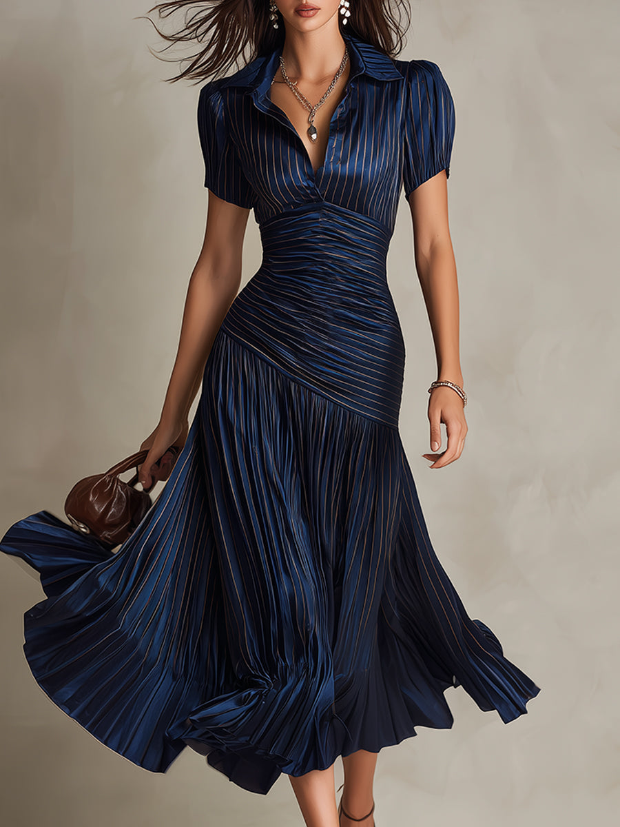 Adriana - Robe Midi Rayée Rétro