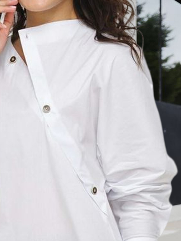 Amélie | Chemise Asymétrique à Col Montant