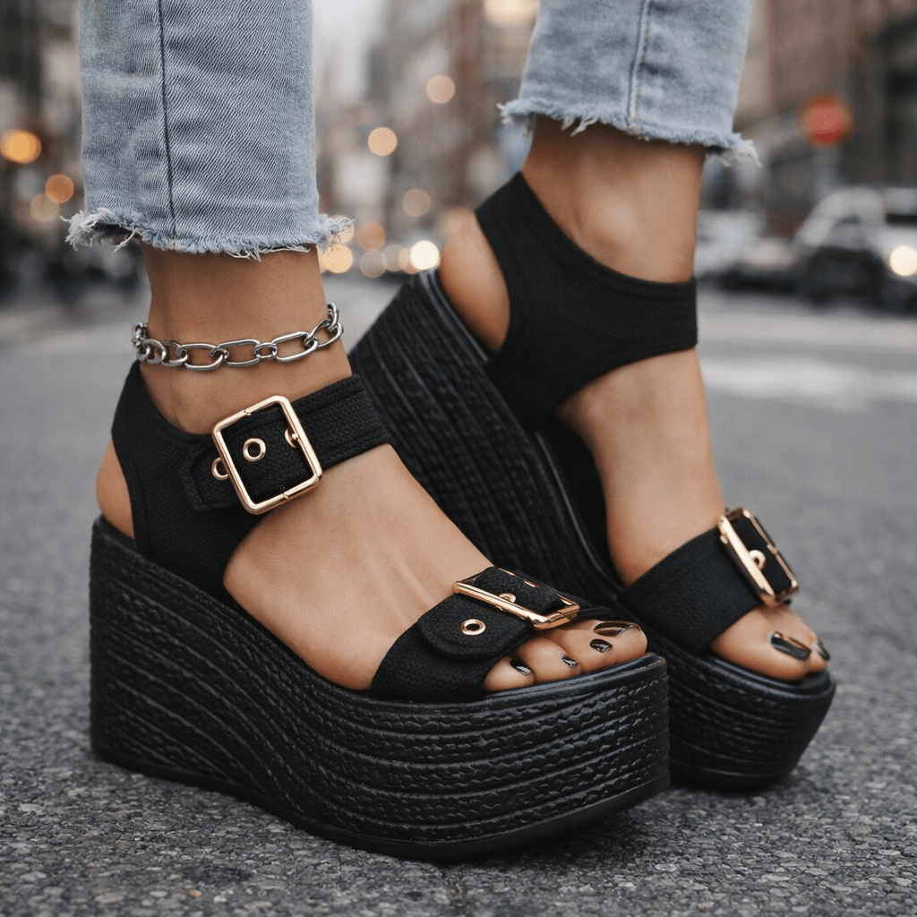 Sandales à Talon Wedge avec Boucle