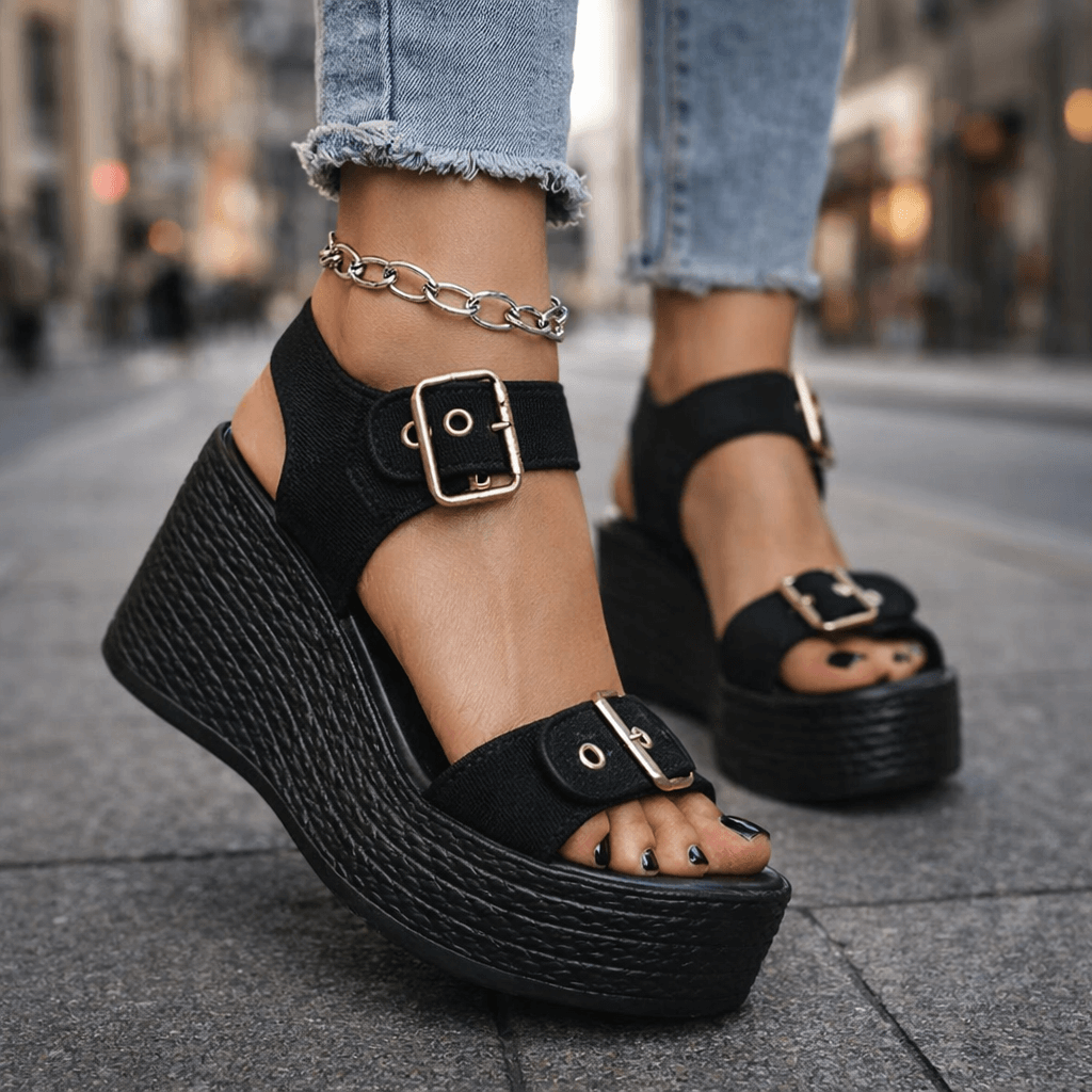 Sandales à Talon Wedge avec Boucle
