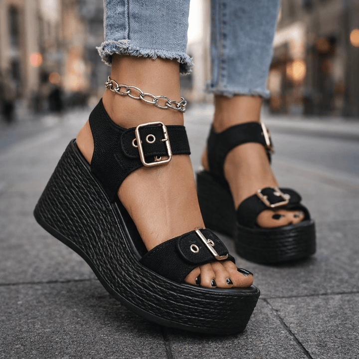 Sandales à Talon Wedge avec Boucle