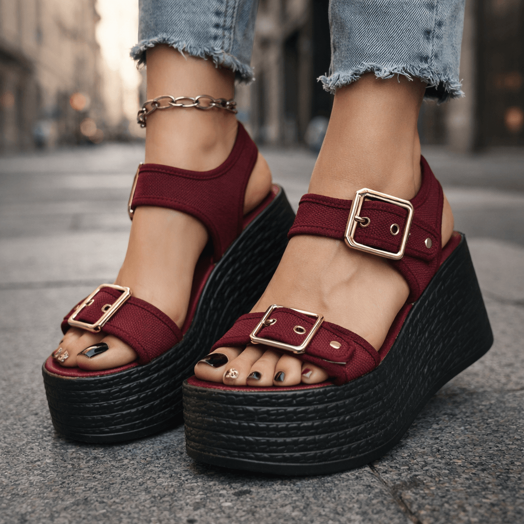 Sandales à Talon Wedge avec Boucle
