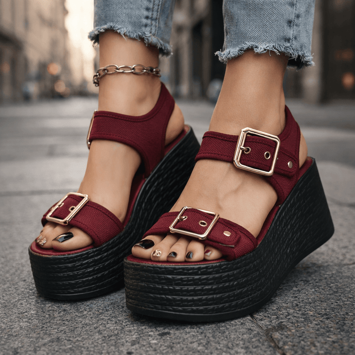 Sandales à Talon Wedge avec Boucle