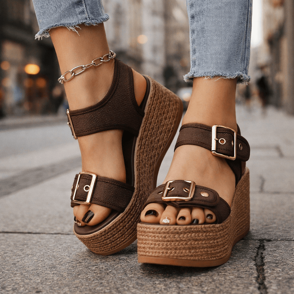 Sandales à Talon Wedge avec Boucle