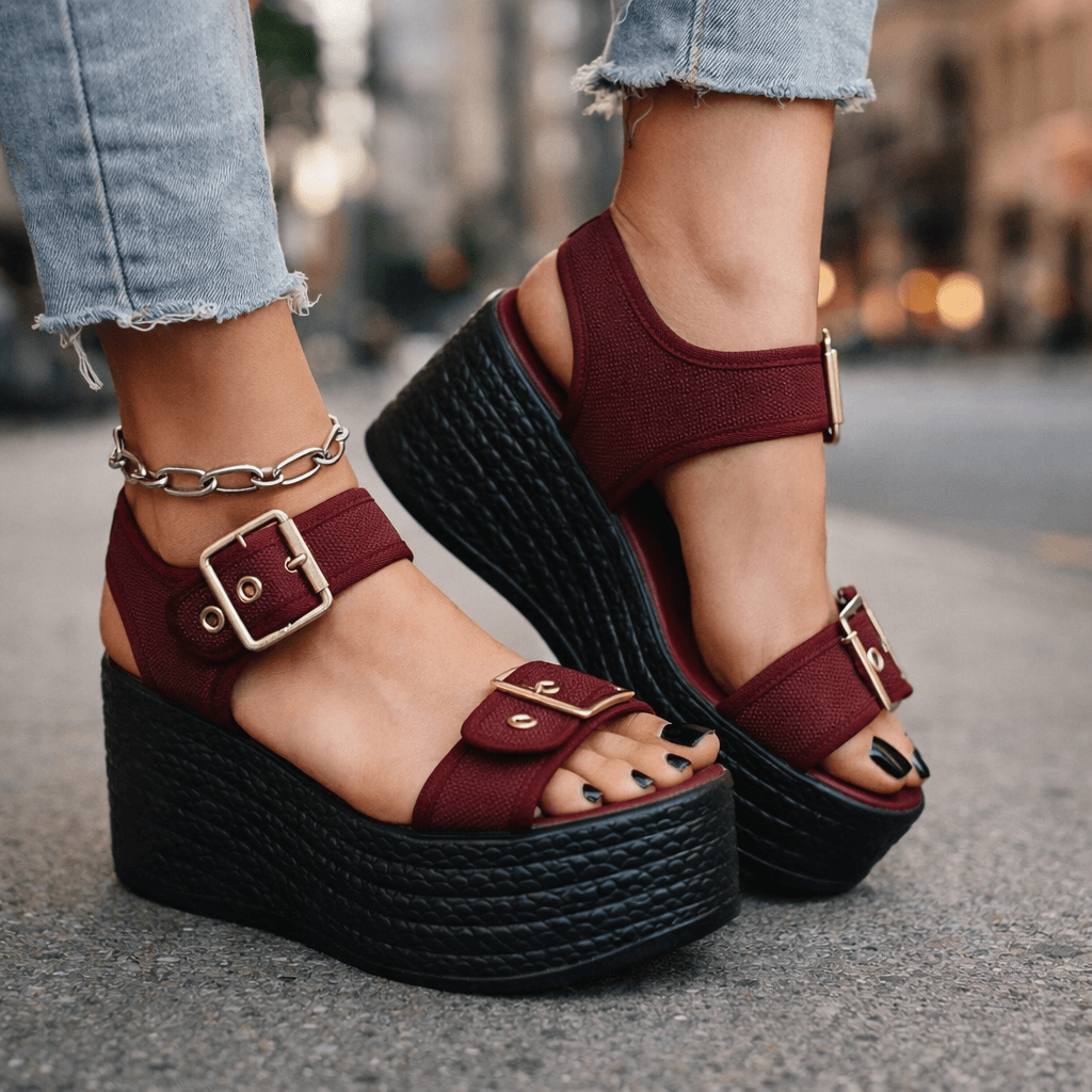 Sandales à Talon Wedge avec Boucle