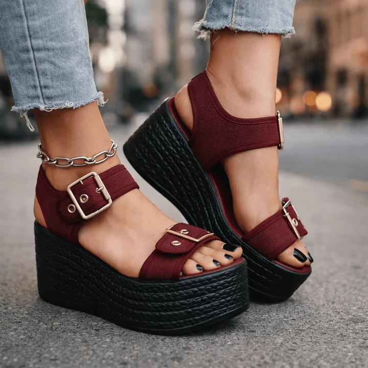 Sandales à Talon Wedge avec Boucle