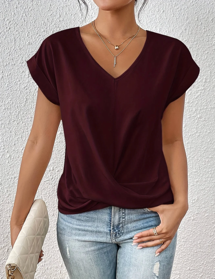 Tirenne | Blouse drapée fluide à col en V