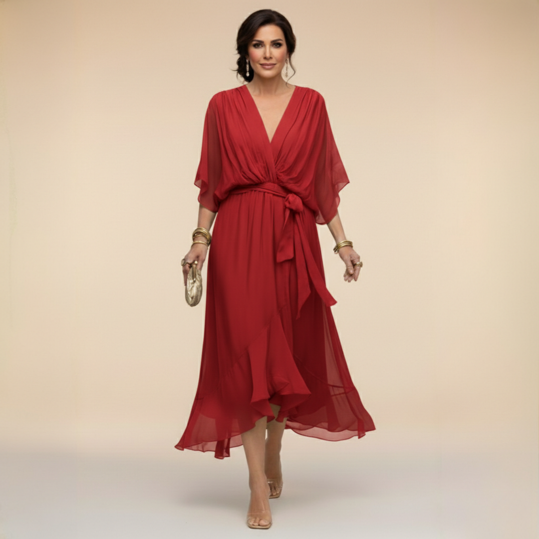 Sfumato | Robe en Chiffon avec Décolleté en V
