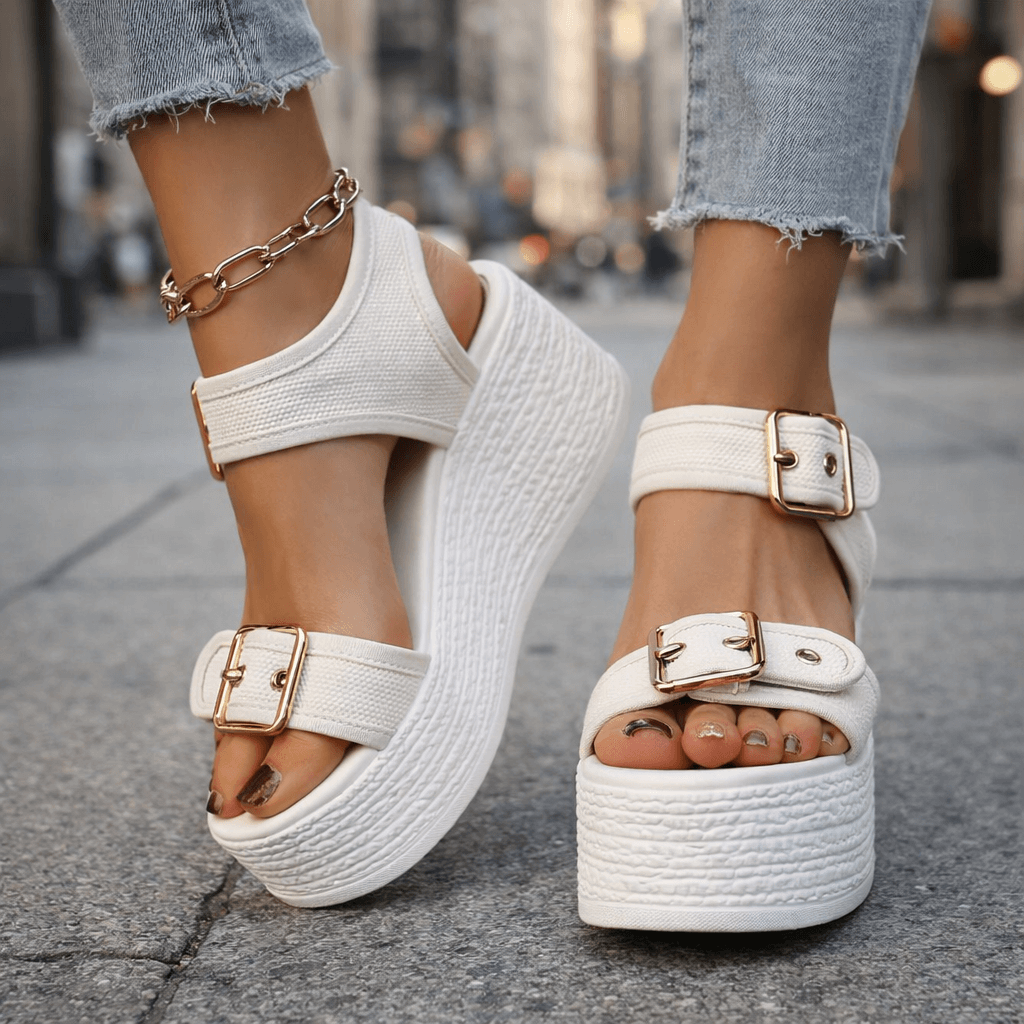 Sandales à Talon Wedge avec Boucle