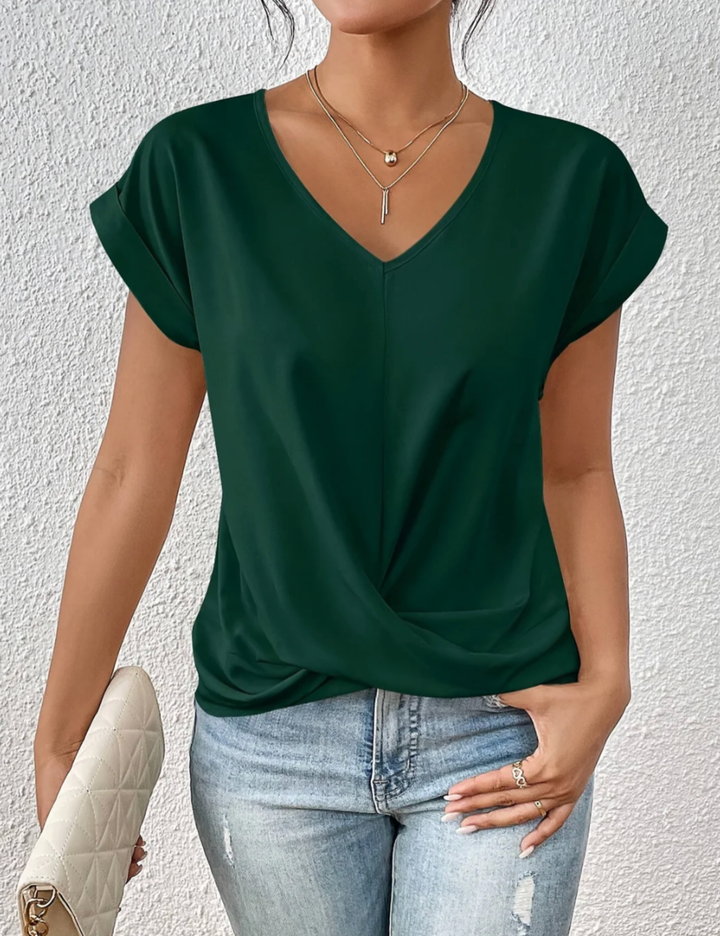 Tirenne | Blouse drapée fluide à col en V