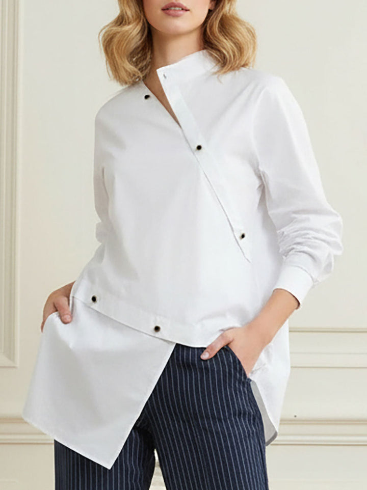 Amélie | Chemise Asymétrique à Col Montant