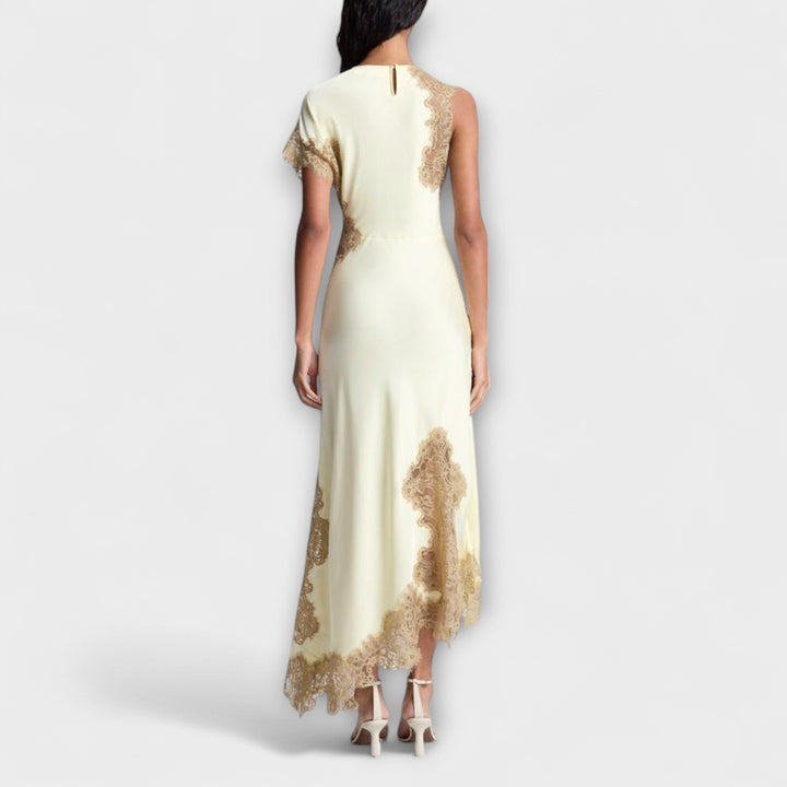 Margaret - Robe maxi avec détails en satin et en dentelle
