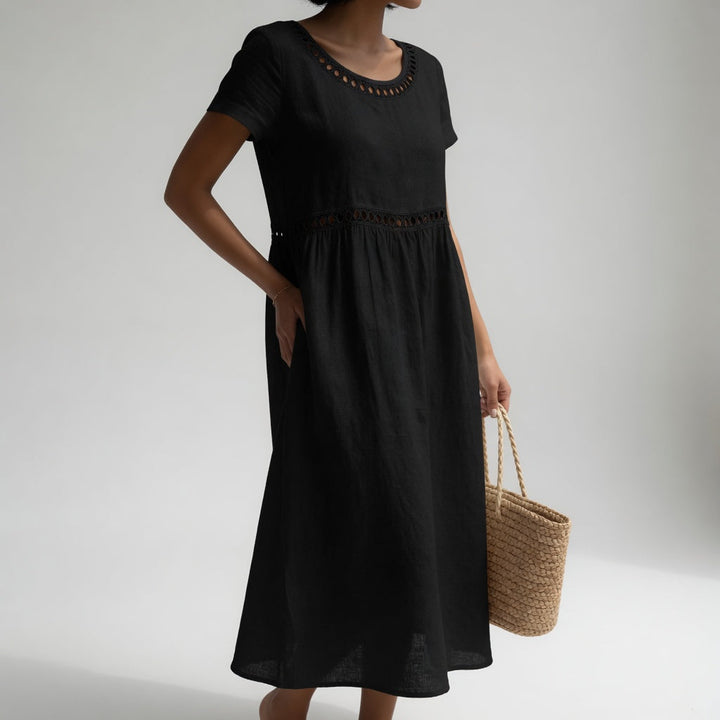 Pernelle™ — Robe mi-longue brodée féminité douce