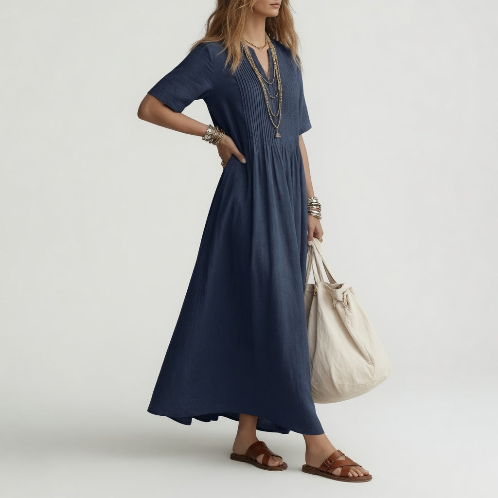 Pélagie™ — Robe longue col V liberté estivale